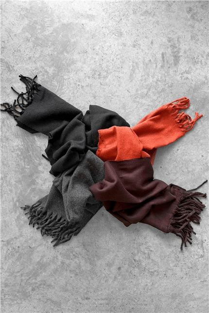 Unisex Basic Yumuşak Dokulu Atkı Turuncu
