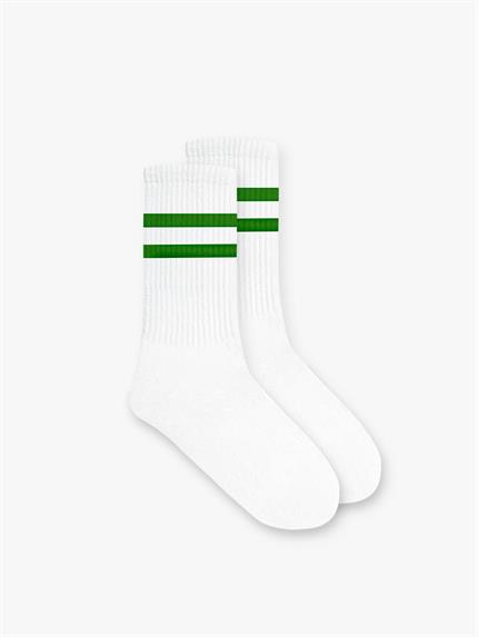 Unisex Çizgili Desenli Uzun Kolej Tenis Çorap Yeşil
