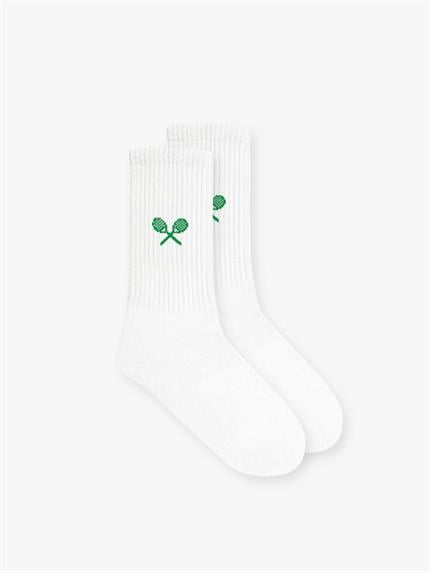 Unisex Desen Baskılı Uzun Kolej Tenis Çorap Yeşil