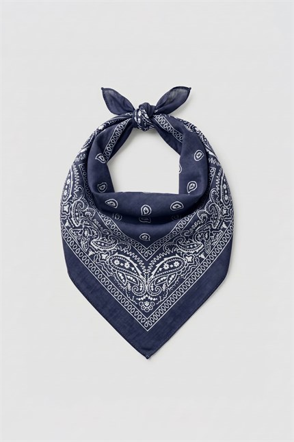 Unisex Etnik Desenli Bandana Lacivert