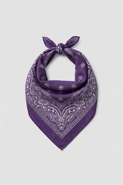 Unisex Etnik Desenli Bandana Mor