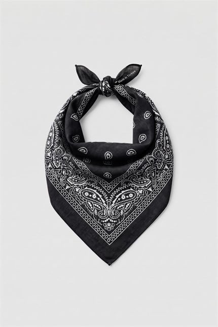 Unisex Etnik Desenli Bandana Siyah