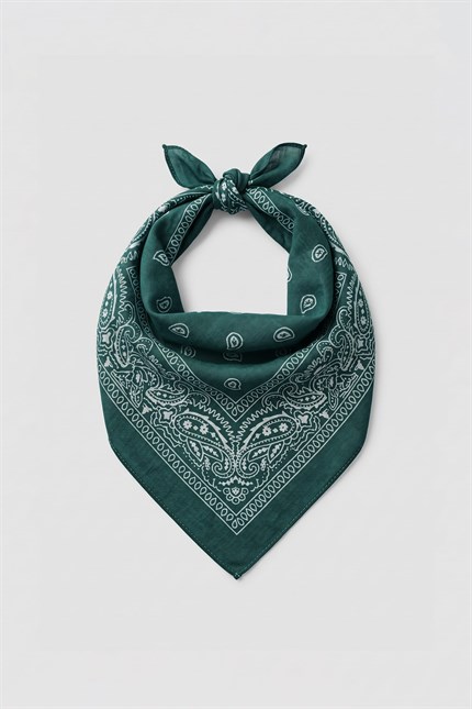 Unisex Etnik Desenli Bandana Yeşil