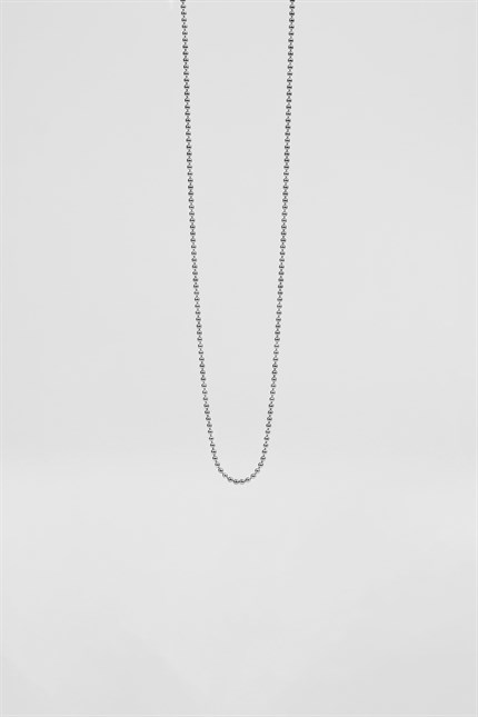 Unisex İnce Ball Chain Çelik Zincir Kolye Gümüş