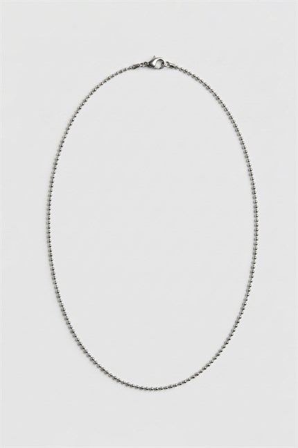 Unisex İnce Ball Chain Çelik Zincir Kolye Gümüş