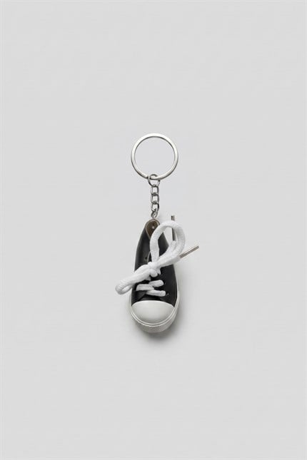 Unisex Kanvas Tarzı Mini Sneaker Anahtarlık Siyah