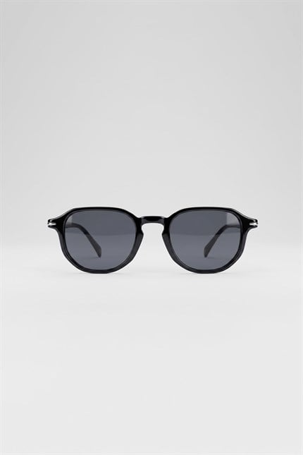 Unisex Modern Oval Kemik Çerçeve Güneş Gözlüğü Siyah