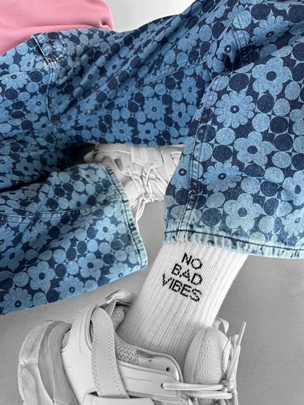 Erkek No Bad Vibes Uzun Kolej Tenis Çorap Siyah