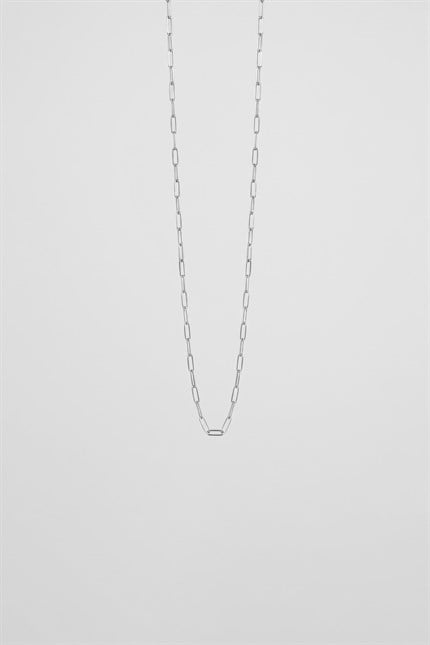 Unisex Oval Halkalı Çelik Zincir Kolye Gümüş
