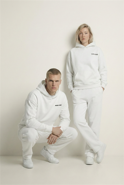 Unisex Oversize Baskılı Premium 3 İplik Kapüşonlu Sweatshirt Ekru
