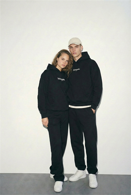 Unisex Oversize Kabartma Baskılı Premium Kapüşonlu Sweatshirt Siyah Saks Mavi