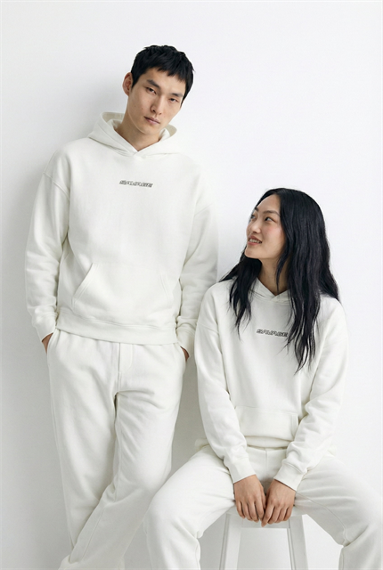 Unisex Oversize Savage Grafik Baskılı Kalın Kapüşonlu Sweatshirt Ekru