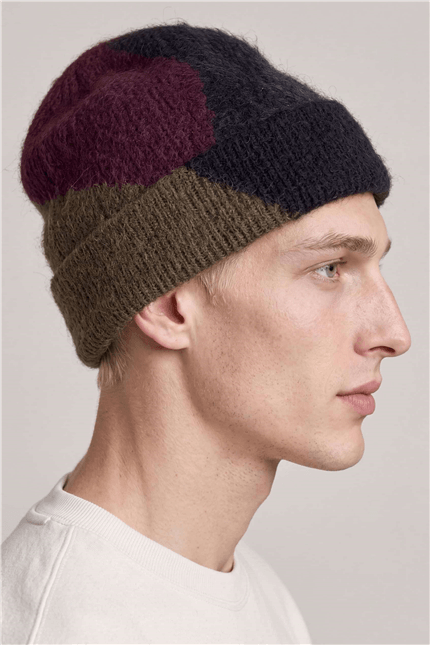 Unisex Renk Bloklu Yumuşak Dokulu Bere Siyah