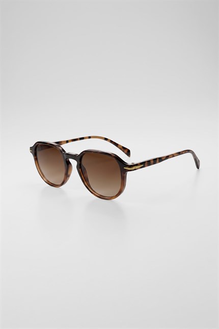 Unisex Retro Oval Asetat Çerçeve Güneş Gözlüğü Kahverengi