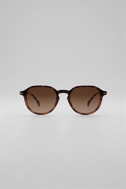 Unisex Retro Oval Asetat Çerçeve Güneş Gözlüğü Kahverengi