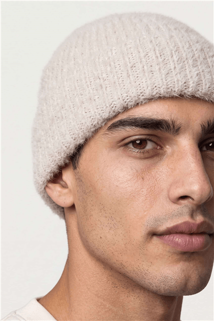 Unisex Yumuşak Dokulu Tüylü Bere Ekru