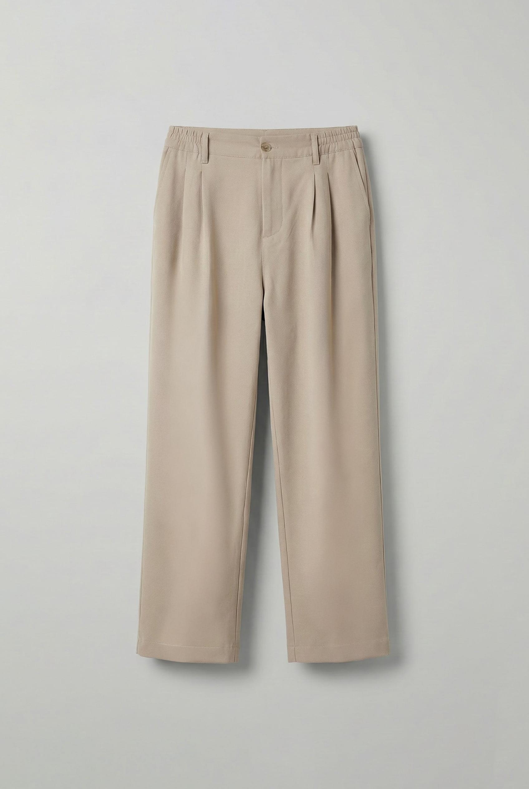 Erkek Baggy Fit Beli Lastikli Pantolon Bej