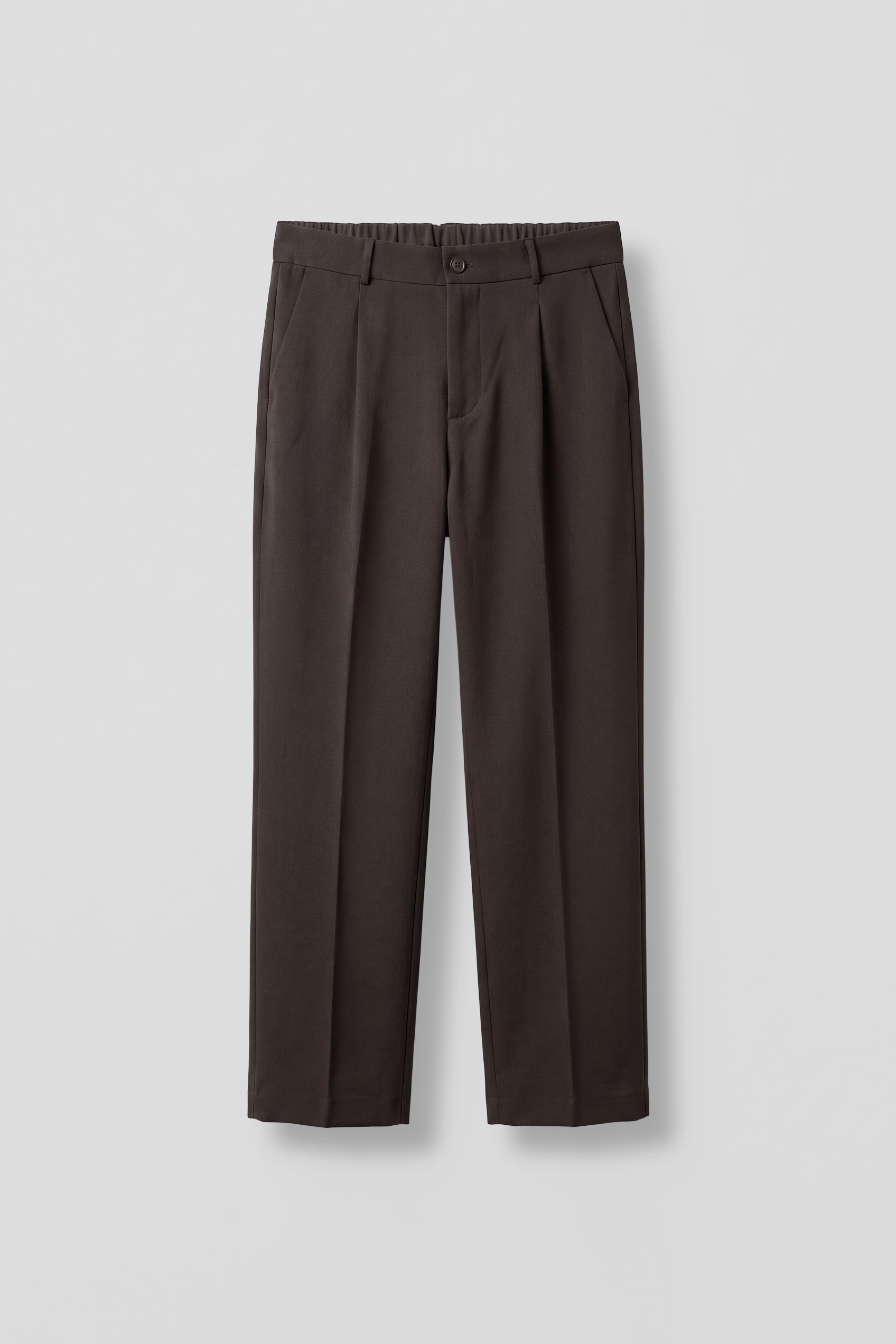 Erkek Regular Fit Pileli Beli Lastikli Kumaş Pantolon Kahverengi