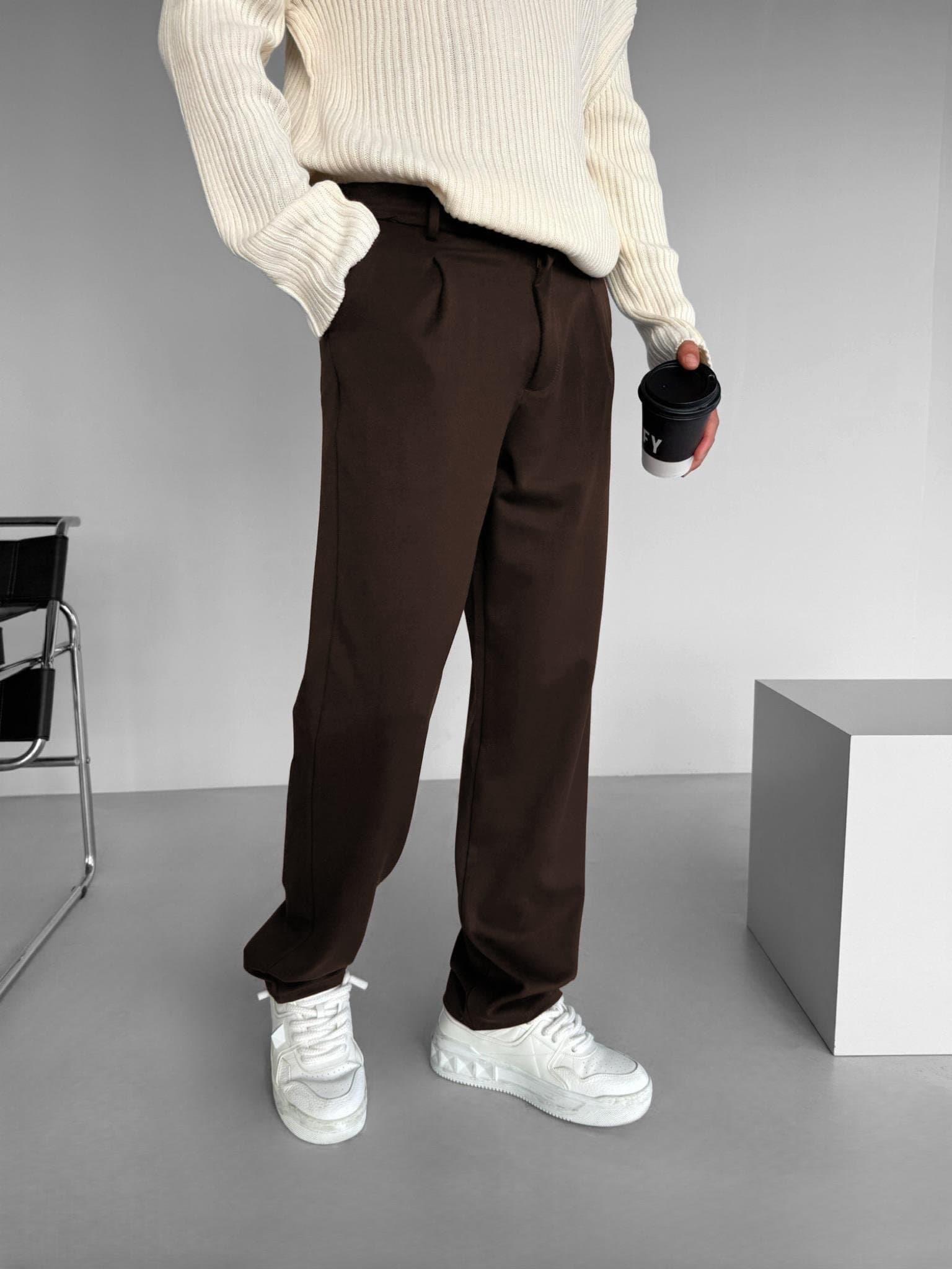 Erkek Regular Fit Pileli Beli Lastikli Kumaş Pantolon Kahverengi · 4
