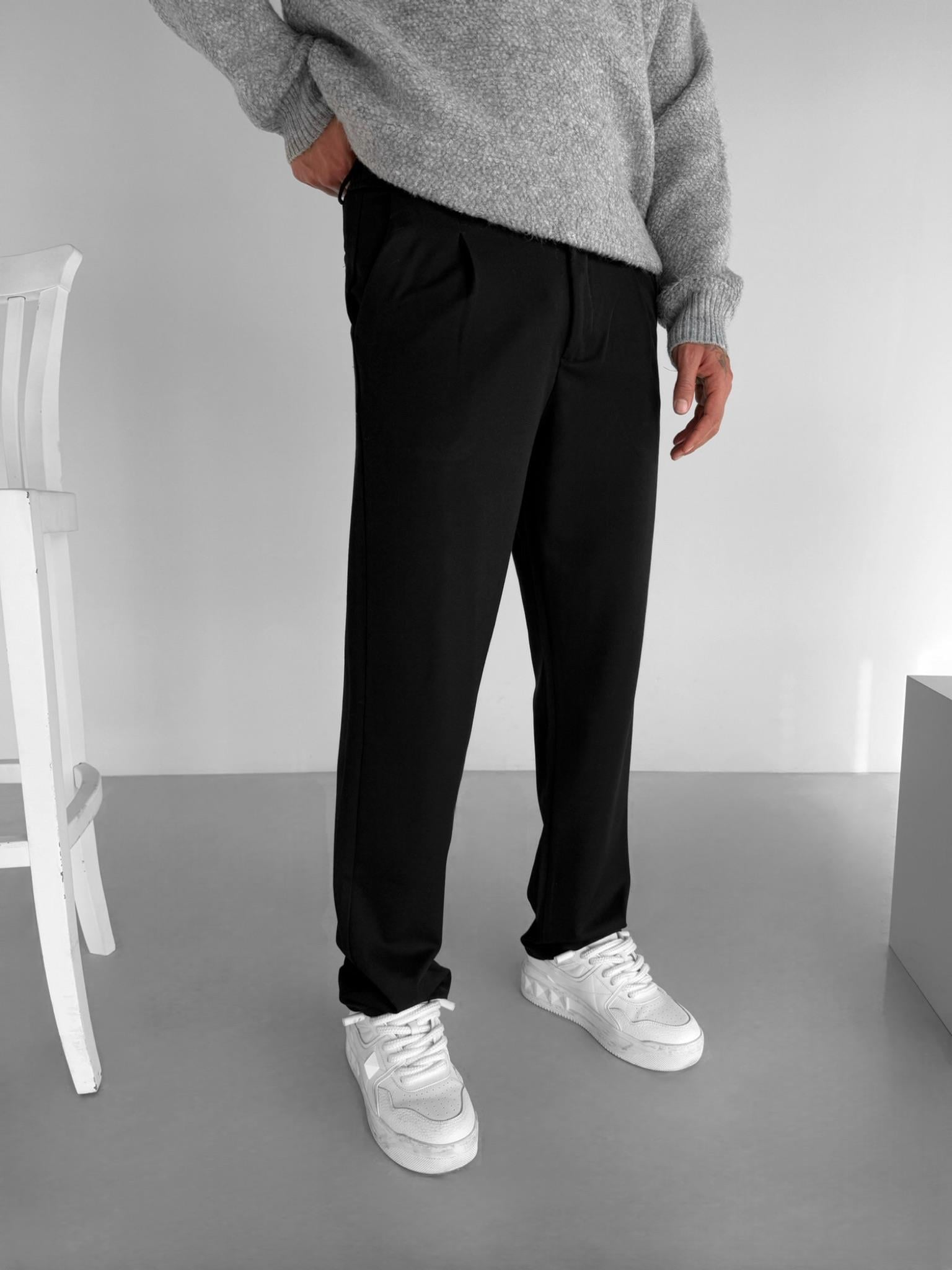 Erkek Baggy Fit Beli Lastikli Siyah Pantolon | Smart Casual – ABLUKA