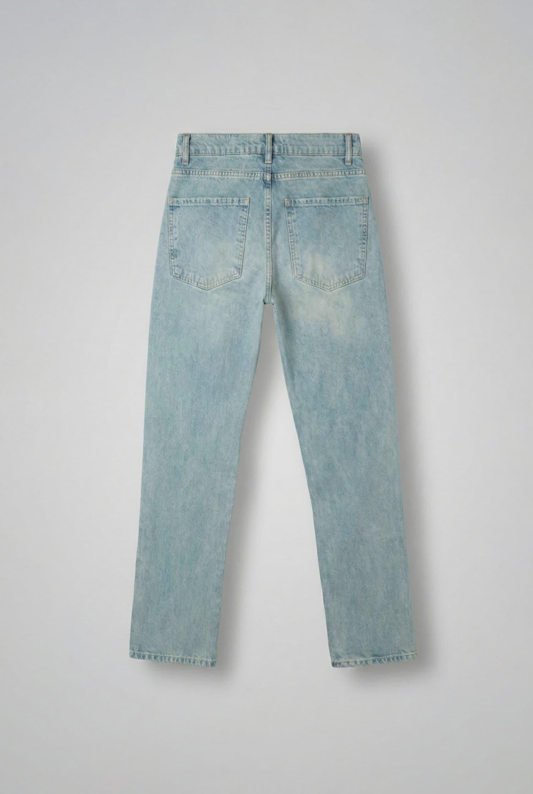 Erkek Baggy Fit Eskitilmiş Jean Pantolon Buz Mavi · 2
