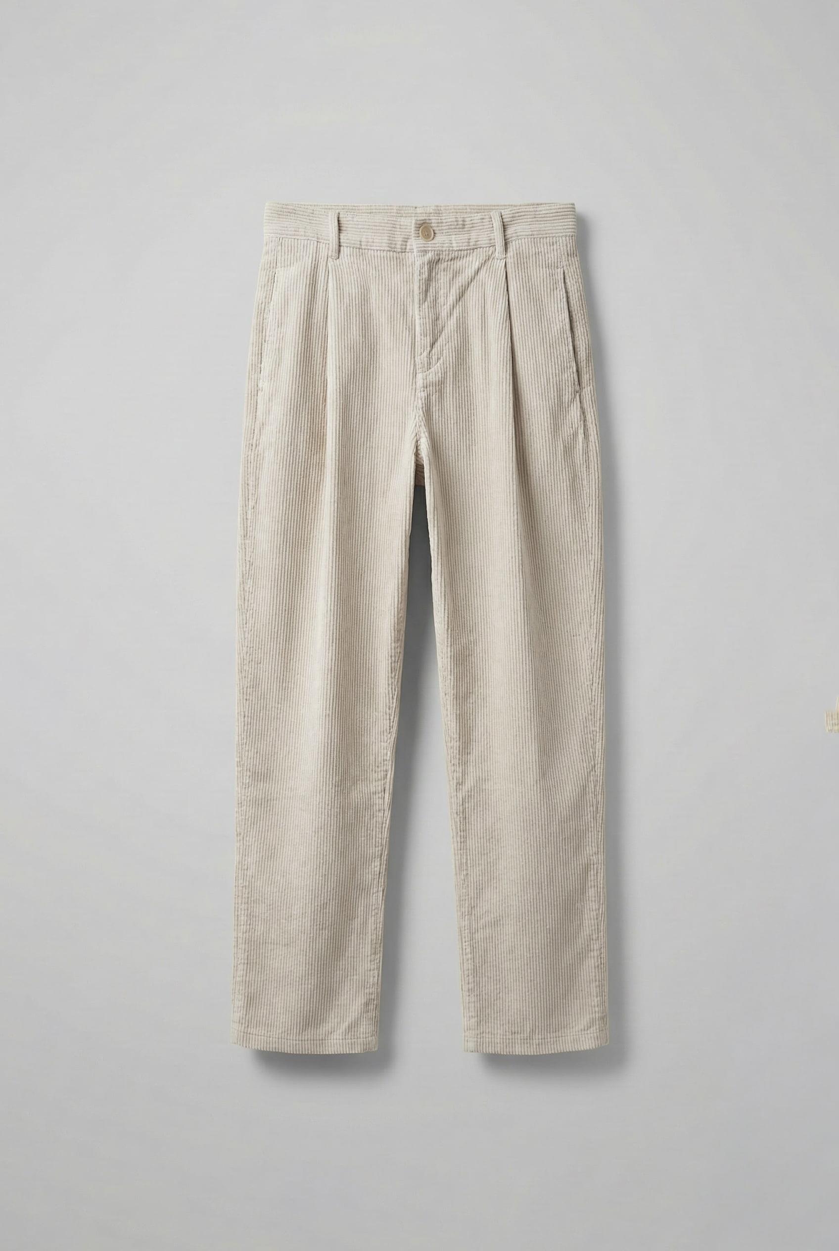 Erkek Baggy Fit Kadife Pantolon Krem