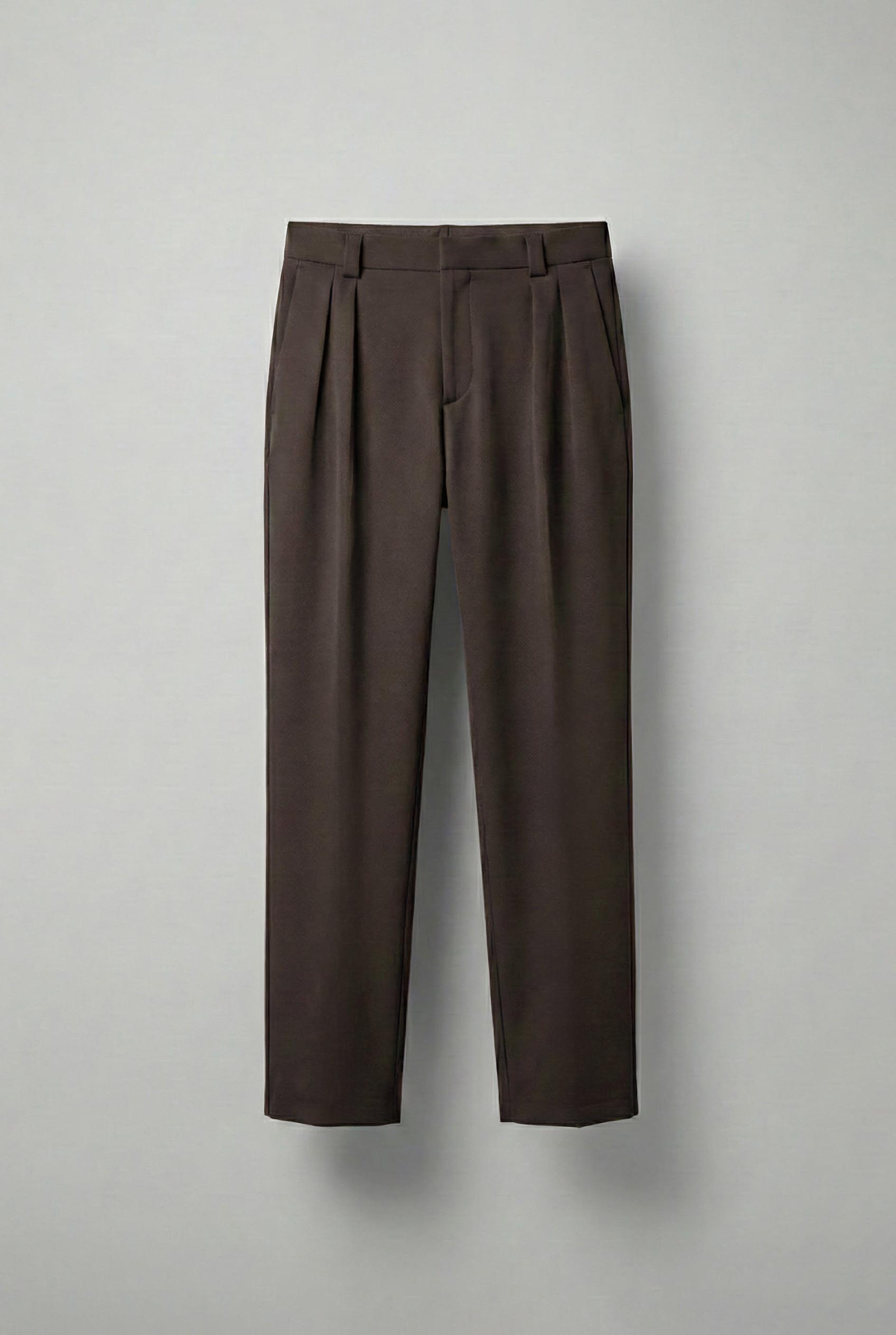 Erkek Baggy Fit Kumaş Pantolon Kahverengi