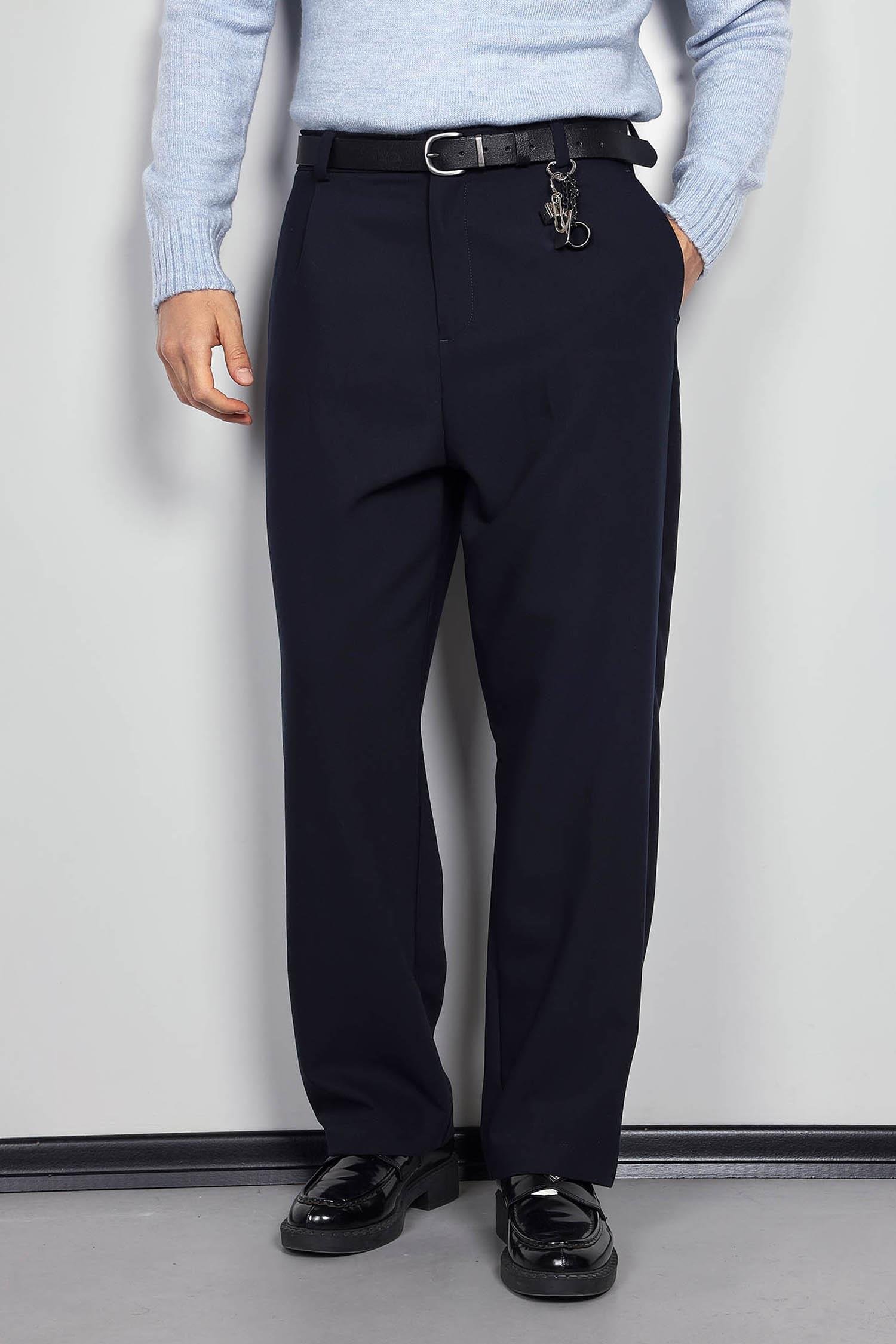 Erkek Baggy Fit Kumaş Pantolon Lacivert