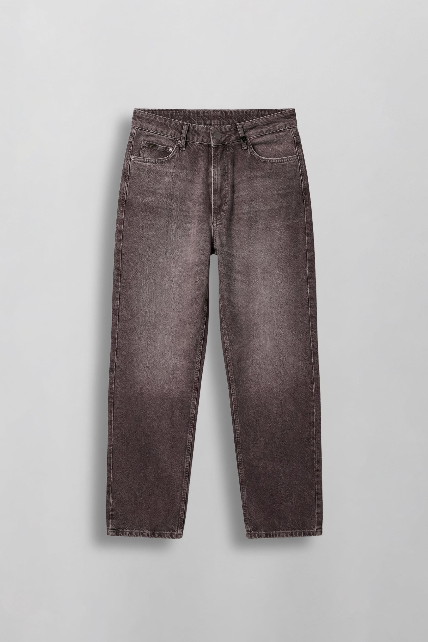 Erkek Baggy Fit Vintage Yıkamalı Basic Jean Kahverengi