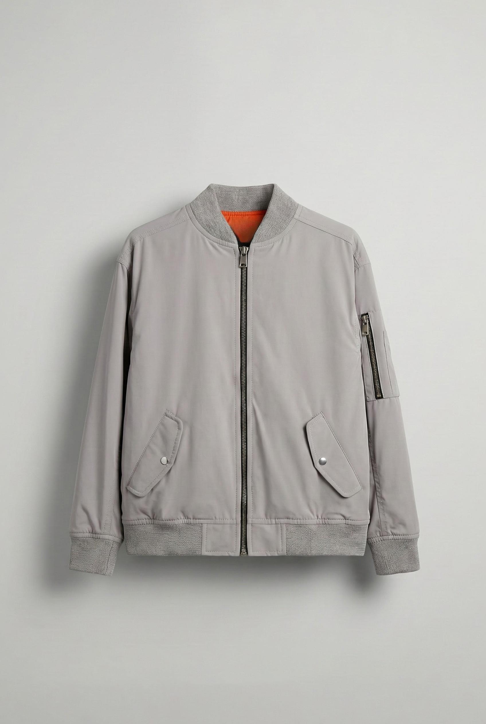 Erkek Basic Bomber Ceket Gri