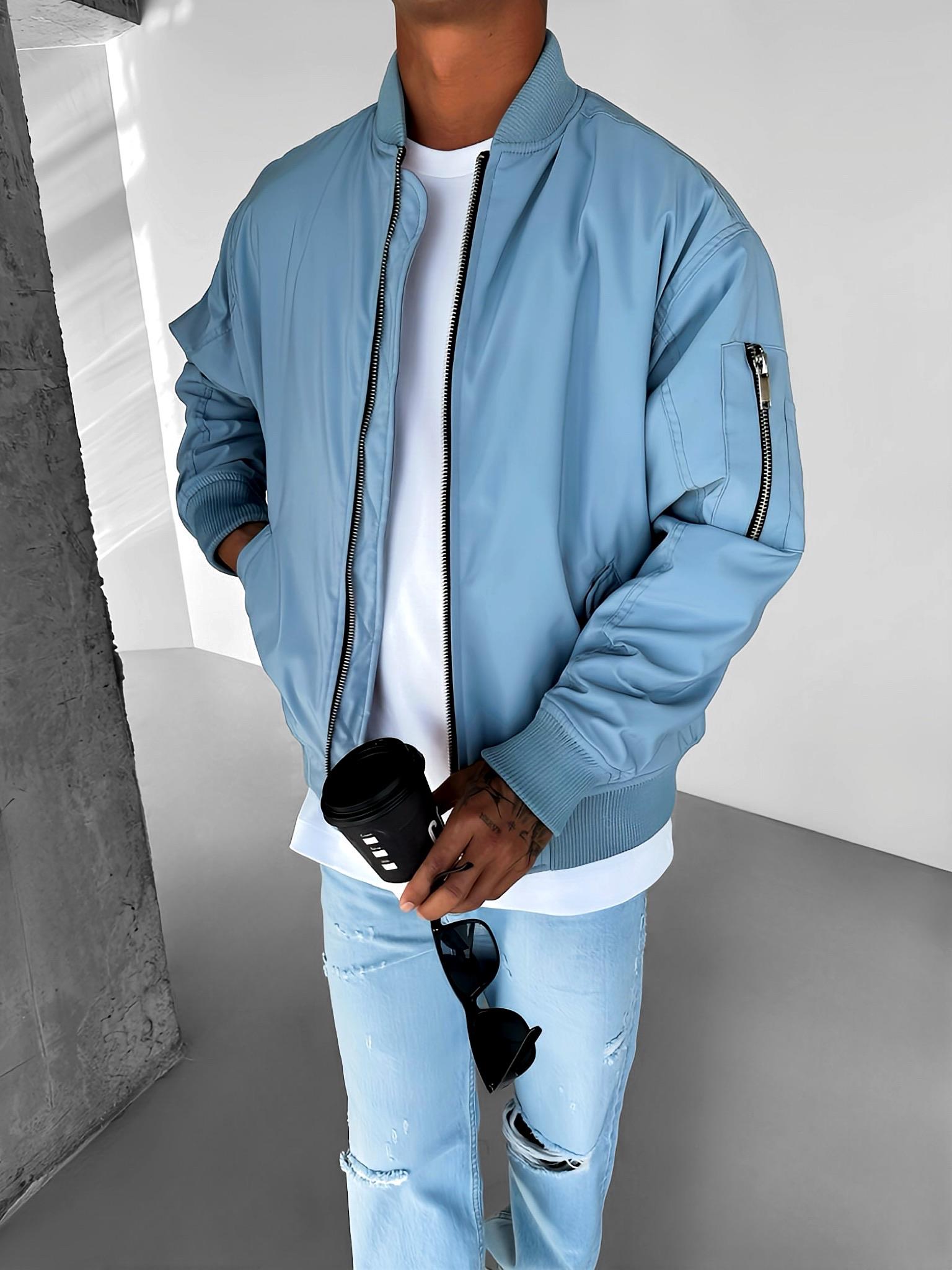 Erkek Basic Bomber Ceket Mavi