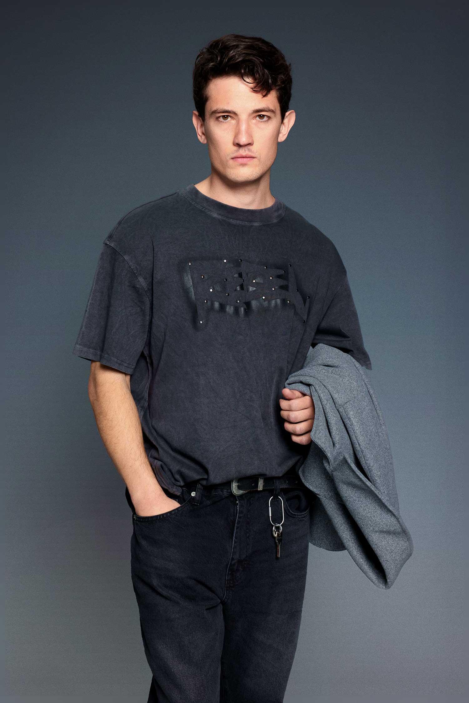 Erkek Baskılı Yıkamalı Premium Oversize T-Shirt Siyah · 3