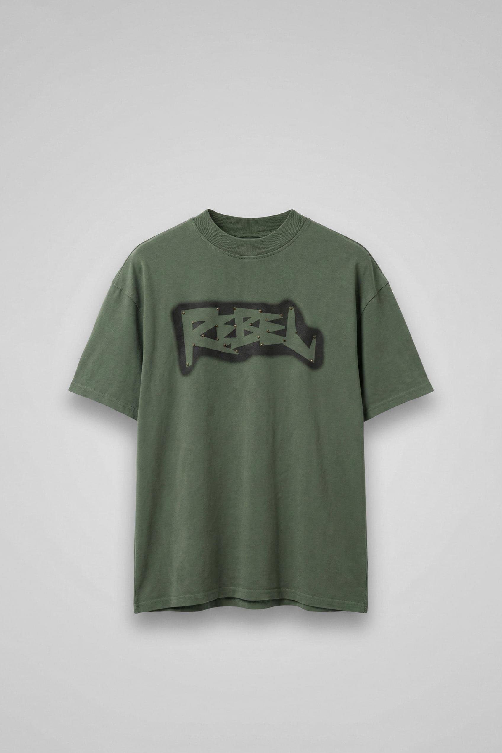 Erkek Baskılı Yıkamalı Premium Oversize T-Shirt Haki