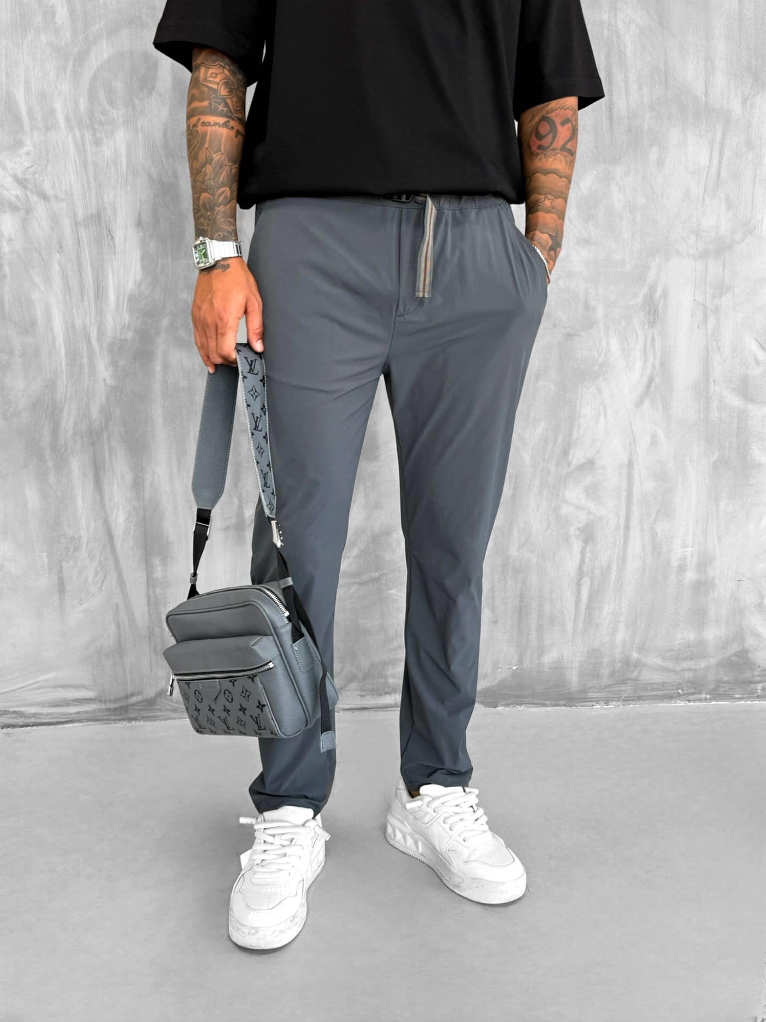 Erkek Beli Lastikli Tecno Kumaş Slim Fit Pantolon Füme · 3