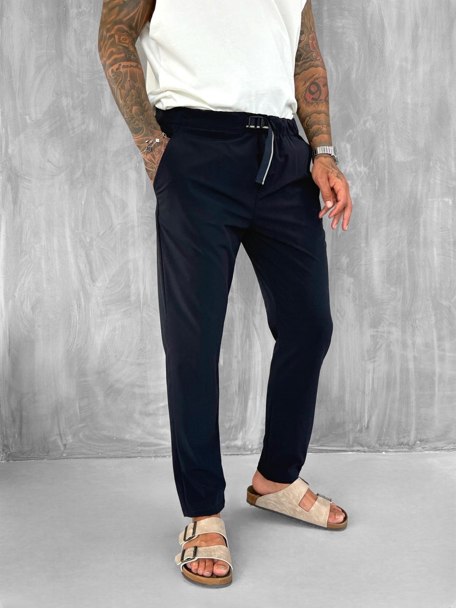 Erkek Beli Lastikli Tecno Kumaş Slim Fit Pantolon Lacivert · 7