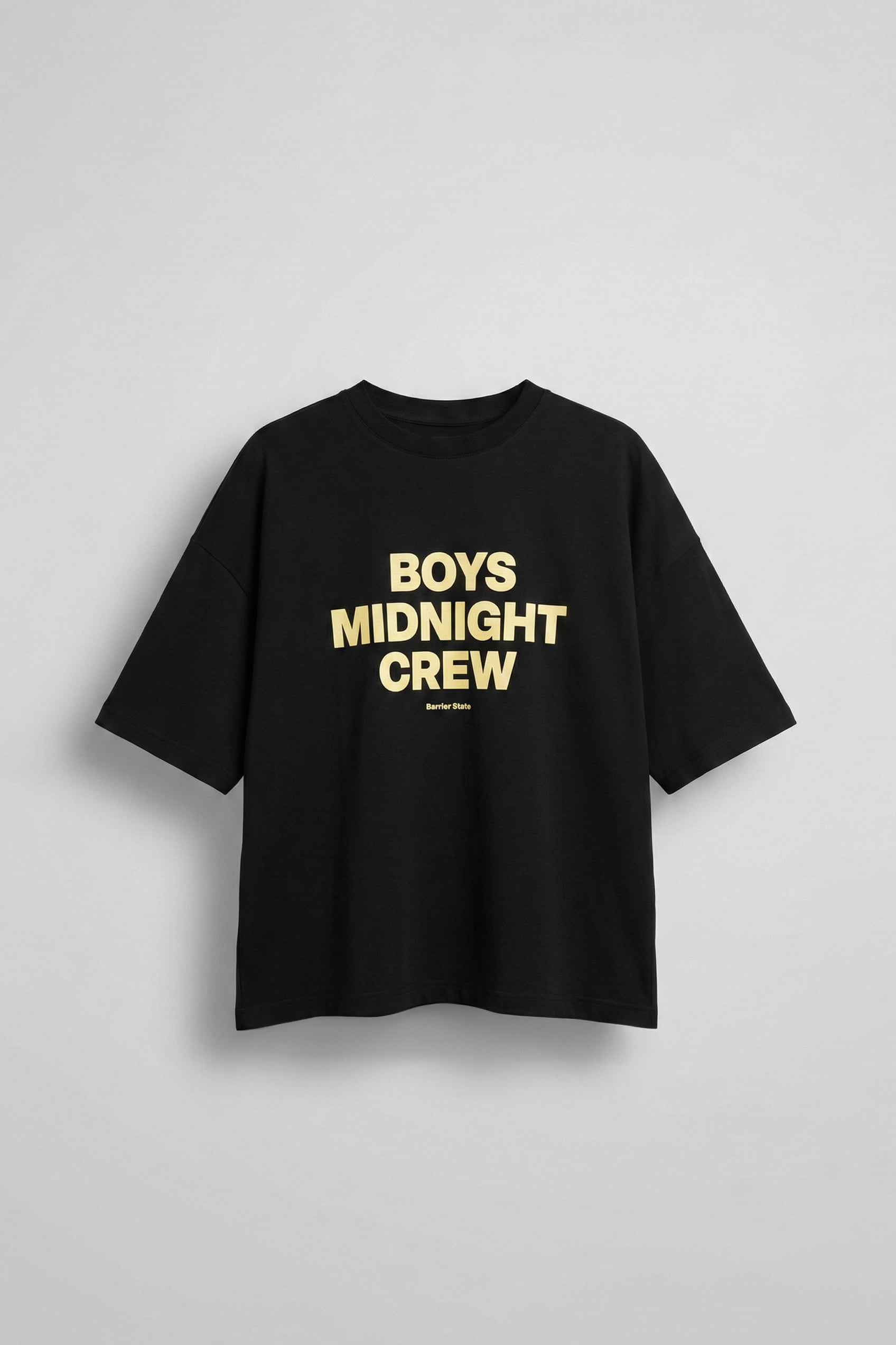 Erkek Boxy Fit Yazı Baskılı Siyah T-Shirt | Sokak Stili ABLUKA