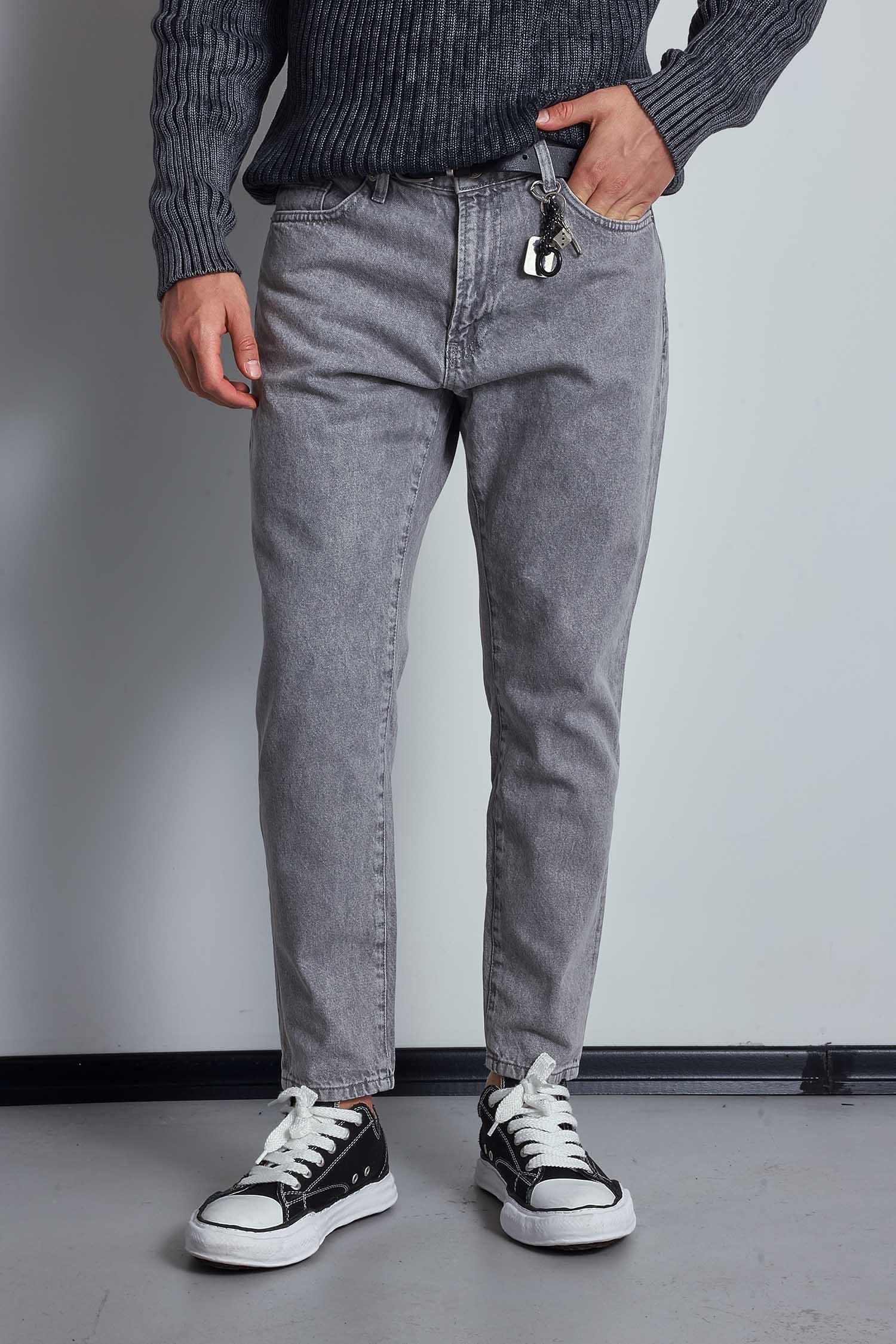 Erkek Boyfriend Fit Jean Pantolon Açık Gri