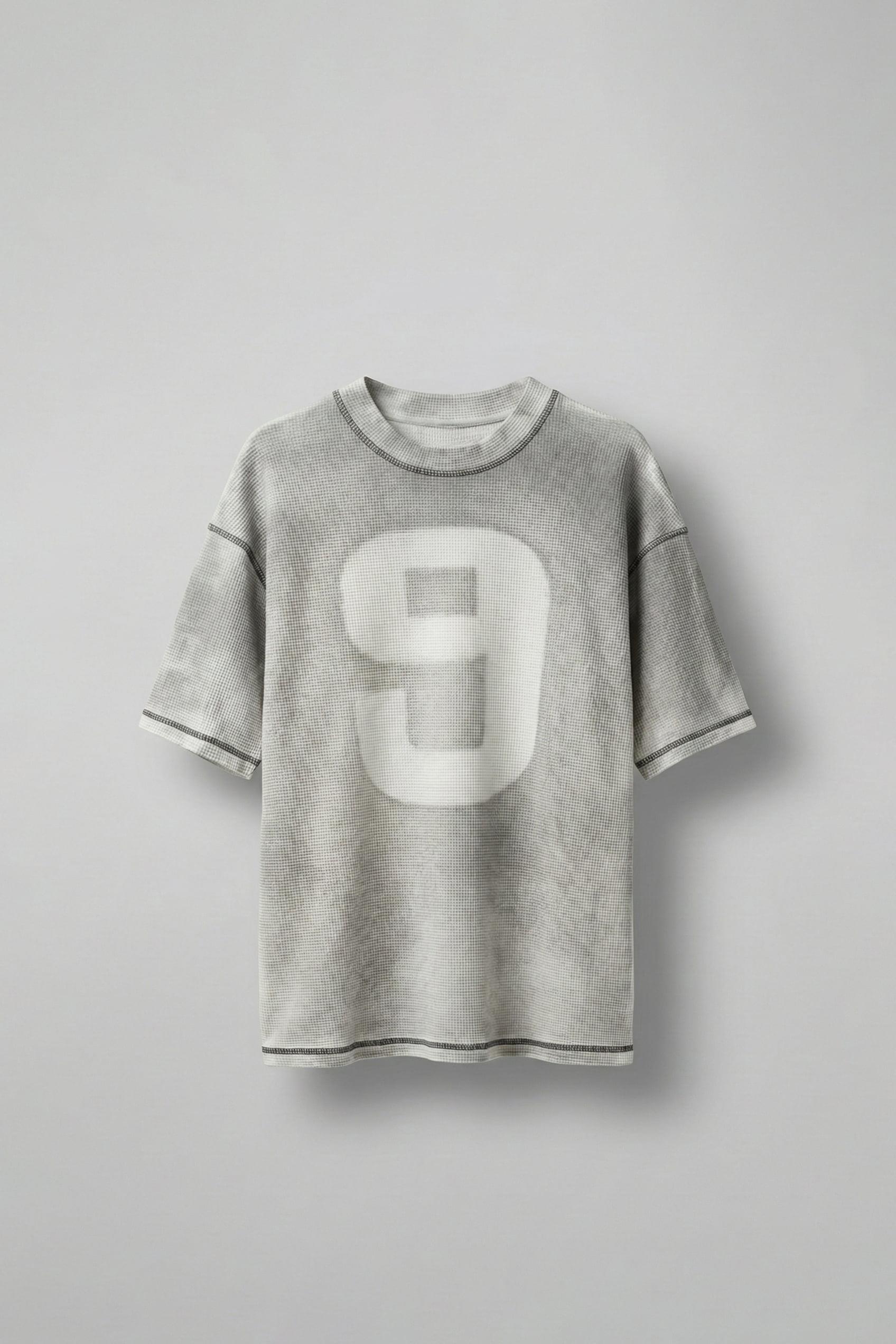 Erkek Dikiş Detaylı Waffle Kumaş Oversize T-Shirt Beyaz