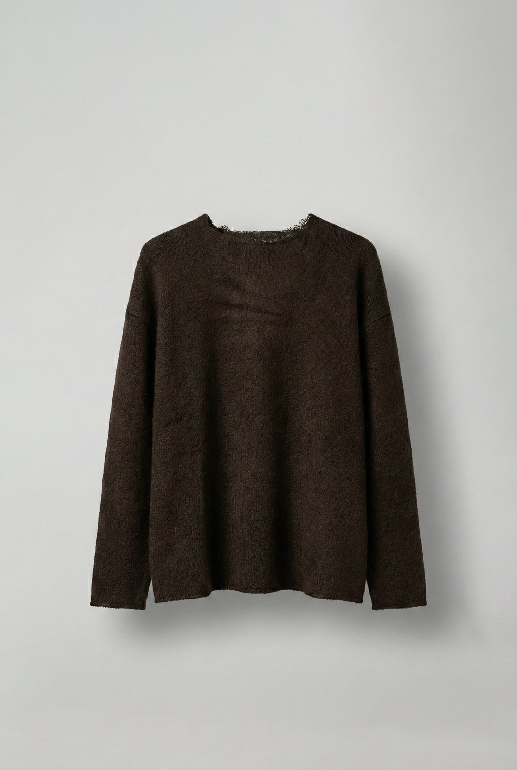 Erkek Dokulu Oversize Kazak Kahverengi