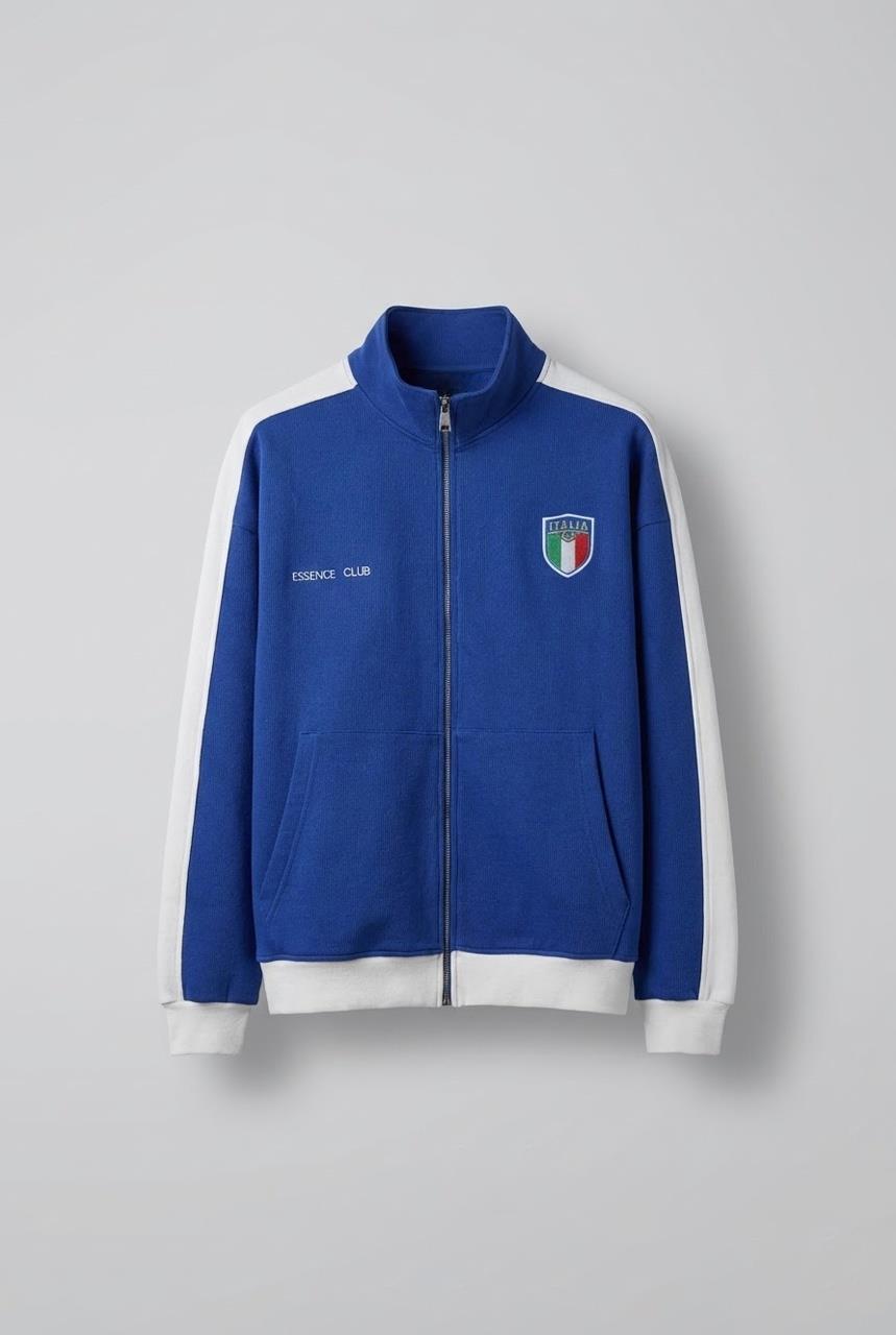 Erkek Fermuarlı Spor Relaxed Sweatshirt Saks Mavi