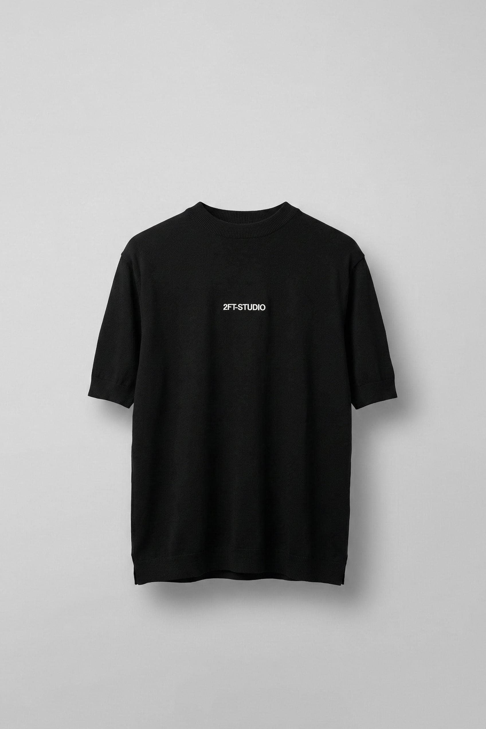 Erkek Kabartma Baskılı Esnek Regular Fit Triko T-Shirt Siyah - Trend