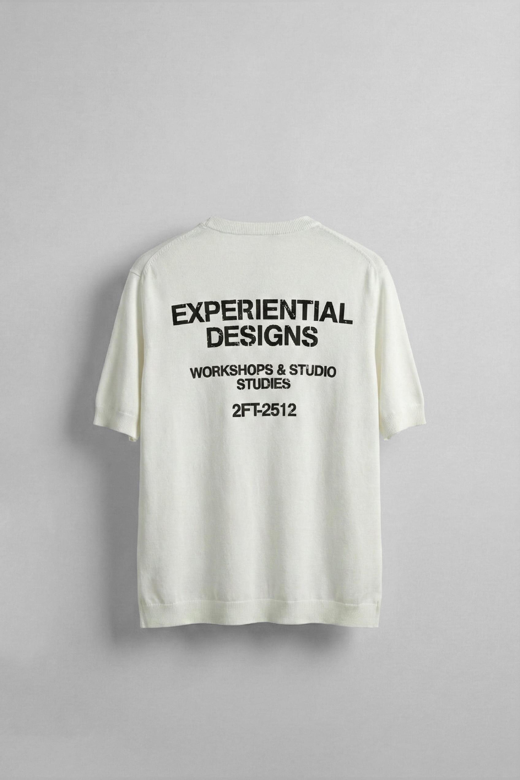 Erkek Kabartma Baskılı Esnek Regular Fit Triko T-Shirt Beyaz