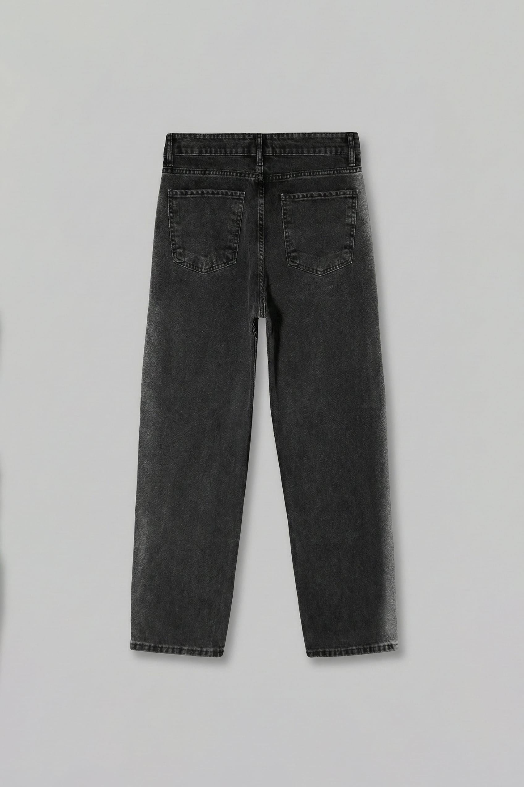 Erkek Baggy Fit Yıkamalı Jean Pantolon Siyah · 2