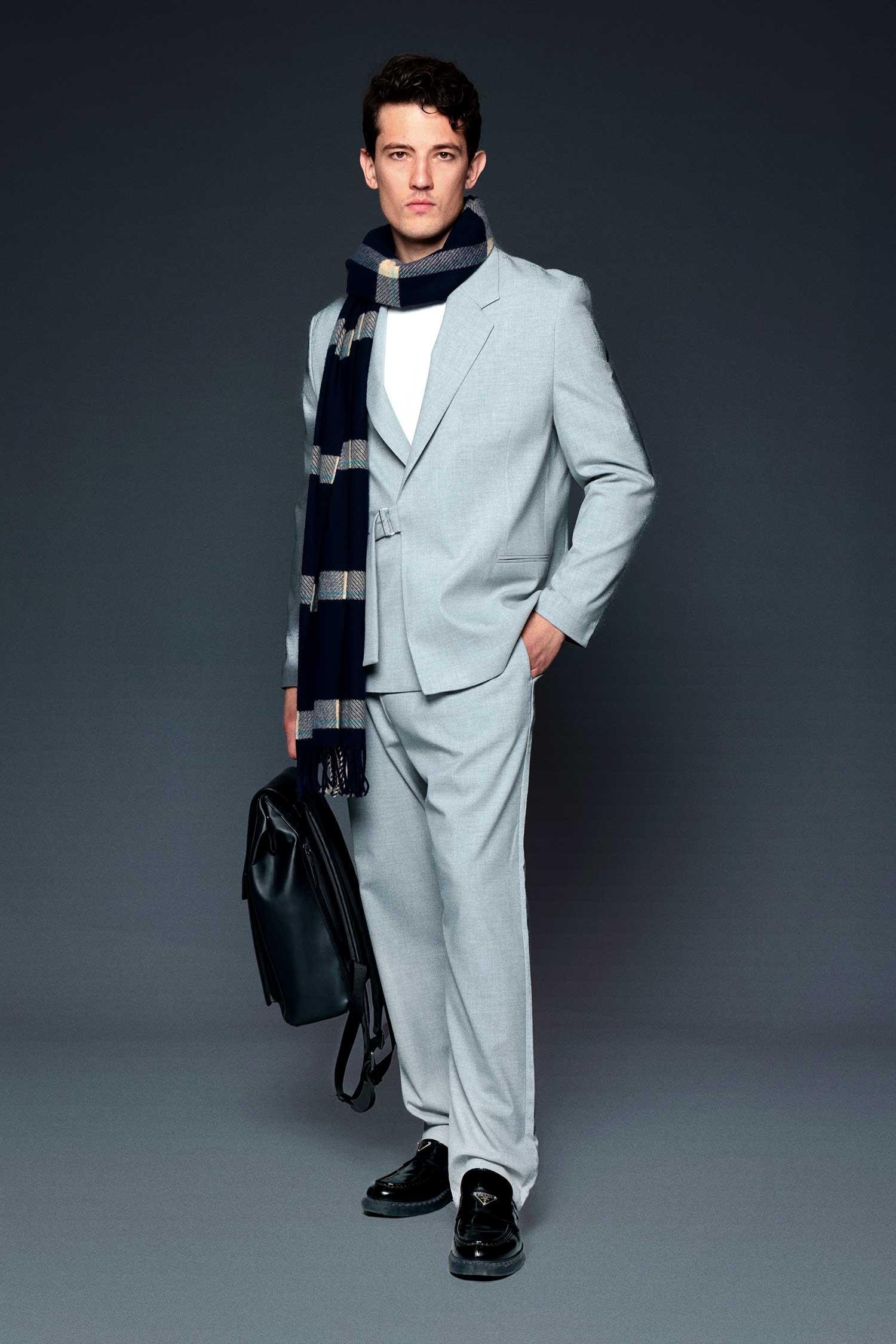 Erkek Kemerli Oversize Takım Elbise Gri