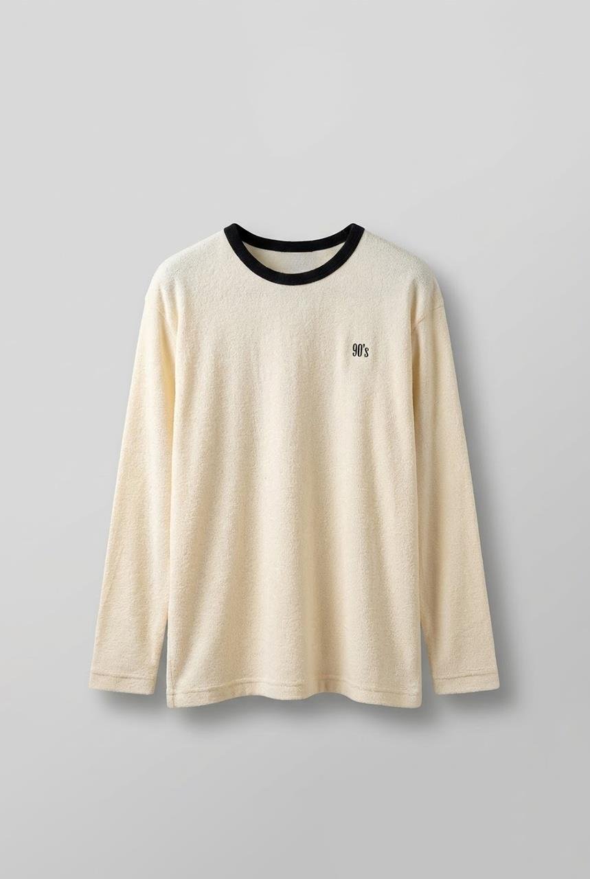 Erkek Kontrast Detaylı Oversize Basic Sweatshirt Krem