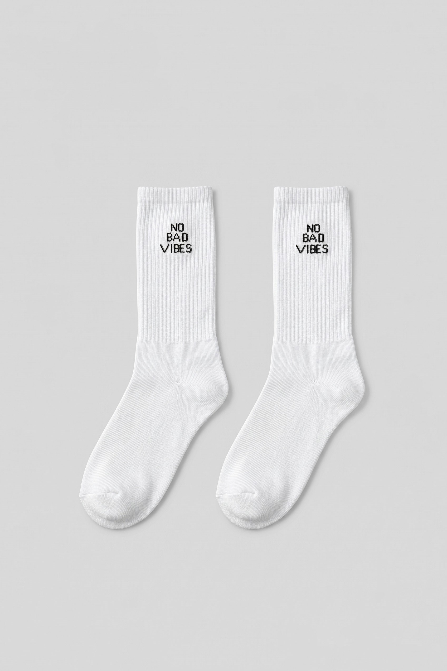 Unisex No Bad Vibes Uzun Kolej Tenis Çorap Siyah