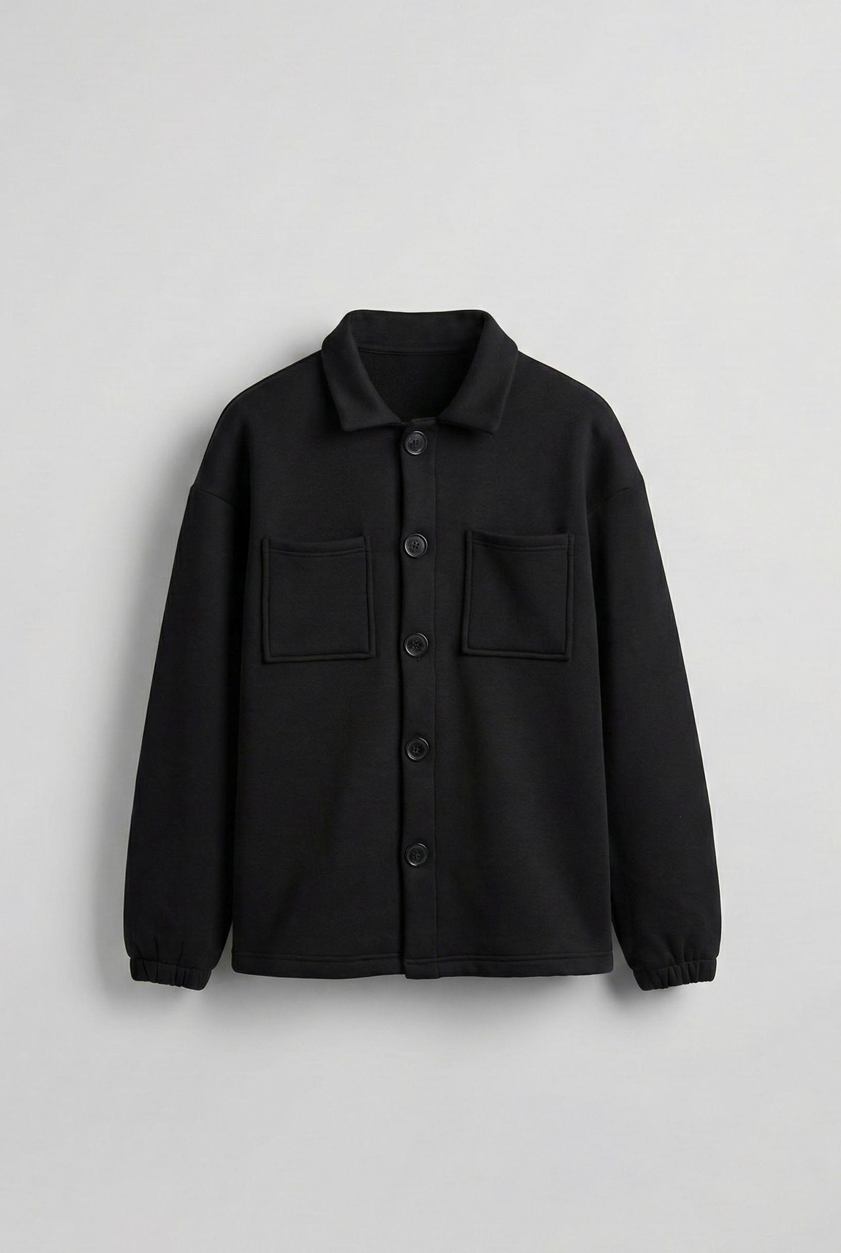 Erkek Oversize Basic Rahat Ceket Siyah · 4