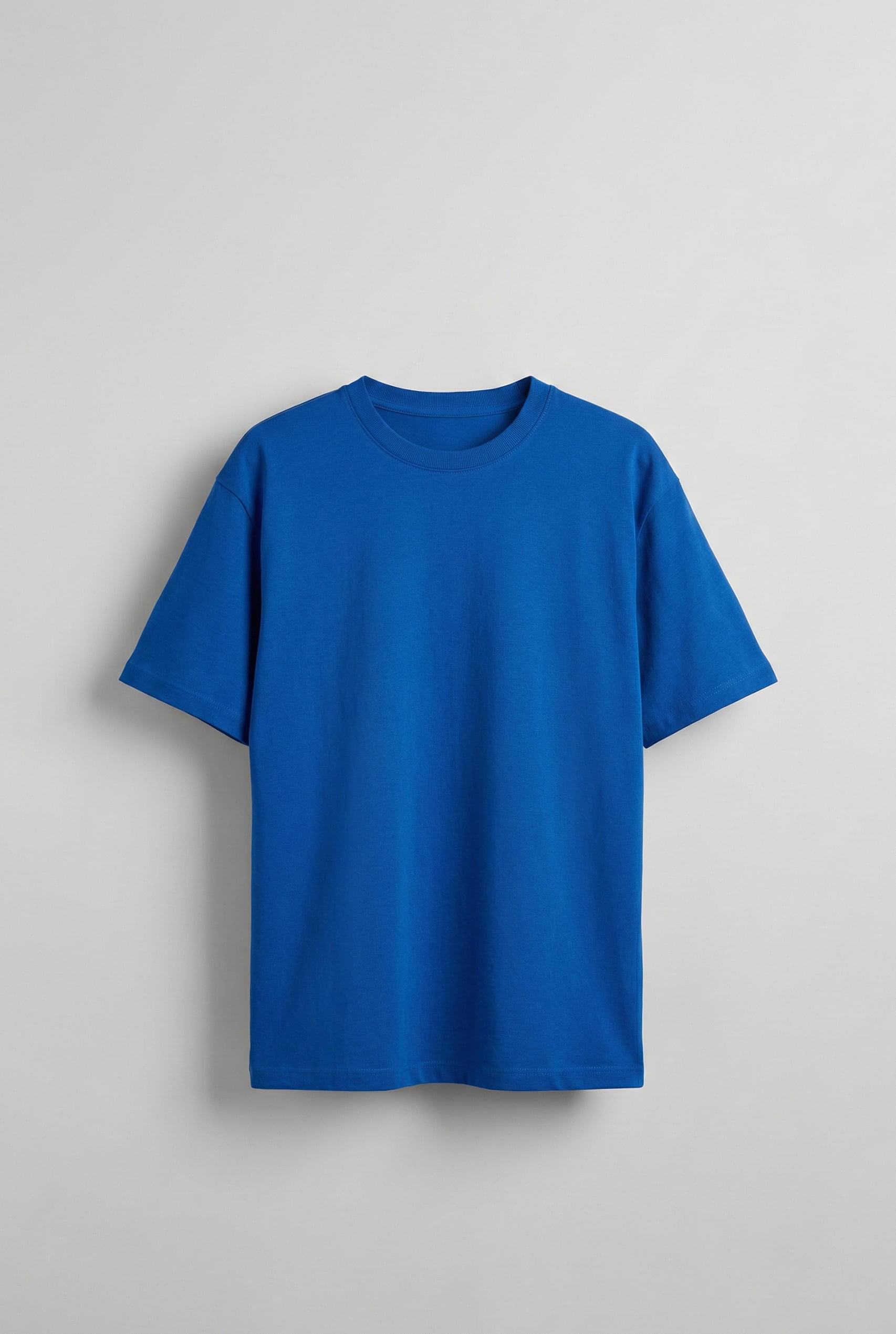 Erkek Oversize Basic T-Shirt Mavi