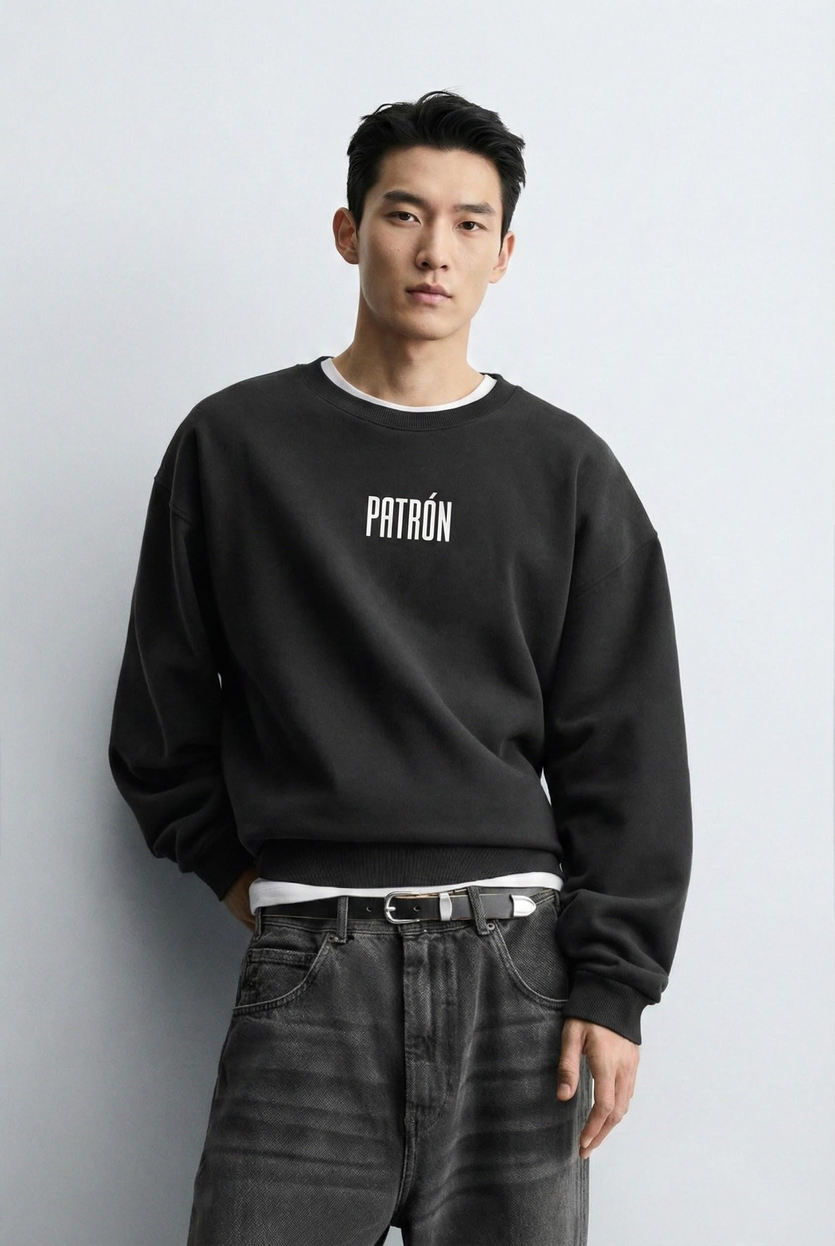Erkek Oversize Baskılı Premium Sweatshirt Siyah · 4