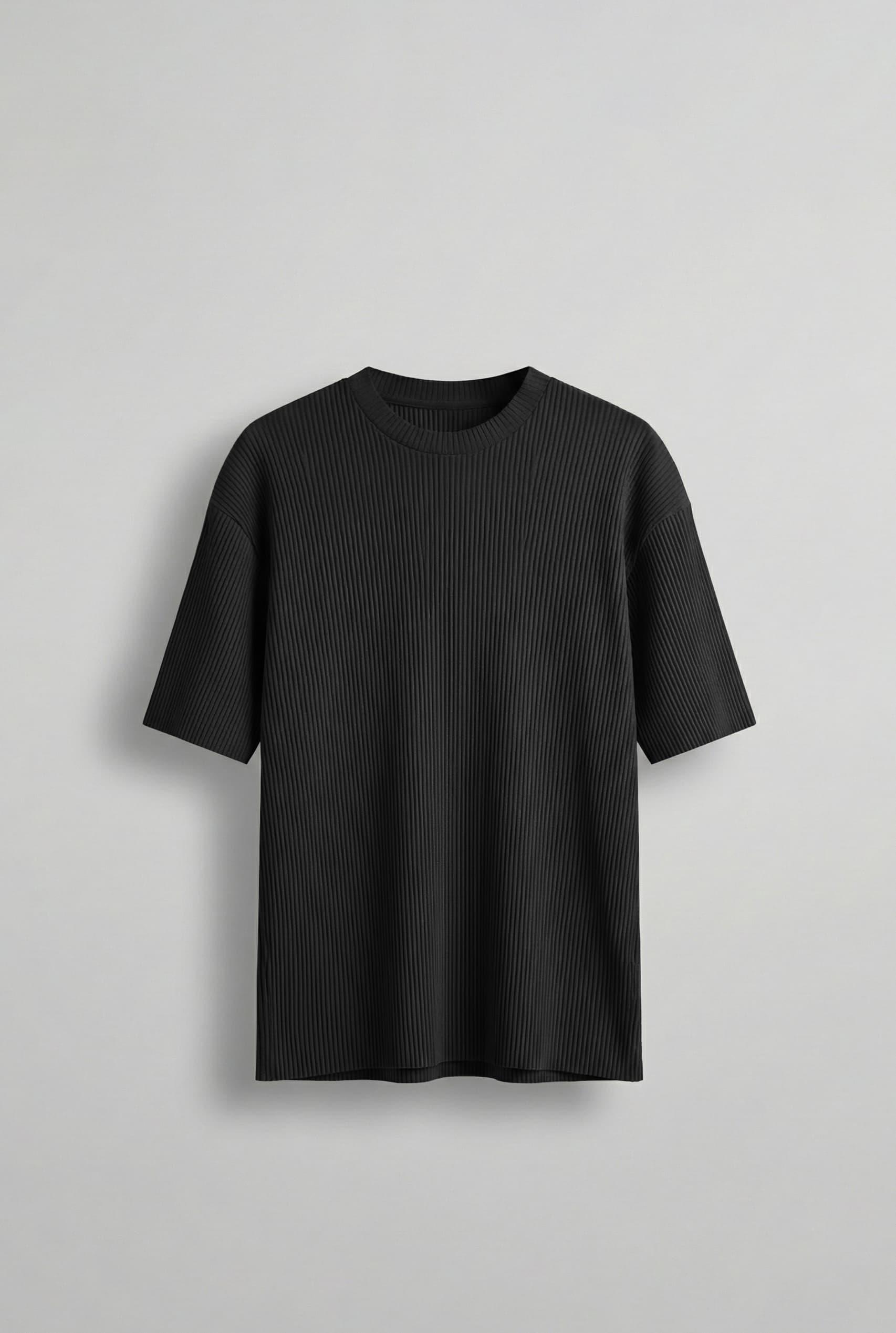 Oversize Çizgi Desenli Yazlık T-Shirt Siyah - Hafif ve Şık!